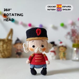 Nötknäpparen Jul Virkmönster Bundle Amigurumi Nyckelring PDF Handledning Engelska Spanska