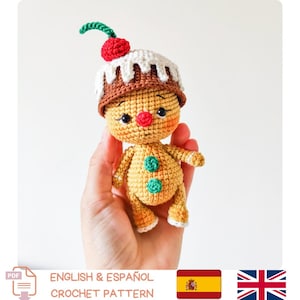 Amigurumi Christmas Ginger Cookie Charm Crochet Pattern – Mini Keychain – English + Spanish PDF Instant Download