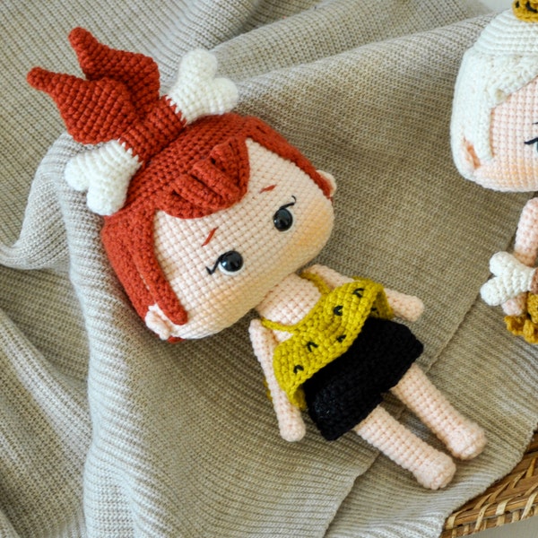 Amigurumi PEBBLES Flinstones dolls English pattern