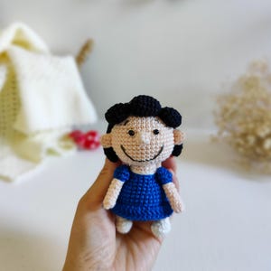 Amigurumi Crochet Pattern_ Keychain Mini Doll Handmade Classic Cartoon Character with Pigtails and Dress – English PDF Tutorial