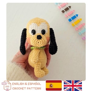Amigurumi Pluto Hund Häkelanleitung_Schlüsselanhänger Hündchen Anleitung – kleine Comicfigur englisch + español Anleitung PDF