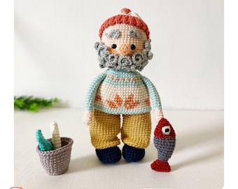 Amigurumi Fisherman Doll Crochet Pattern – English + Spanish PDF Instant Download