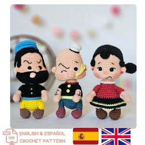 PAQUETE Amigurumi 3 en 1 Patrón de Crochet Sailor and Friends – Pack de Llaveros – Inglés y Español