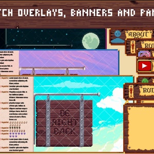 Animated Twitch Overlays, Banners and Panels Package in a Cool Medieval Pixel Art Style