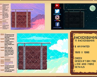 Animated Twitch Backgrounds Overlays in a Cool Medieval Pixel Art Style