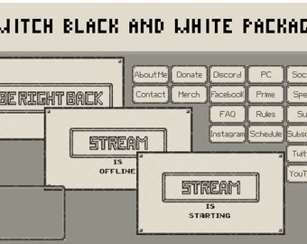 Animated  Twitch Starter Package Retro Black and WhiteTheme