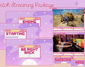 Cute Animated Purple Night Twitch Stream Overlay Package