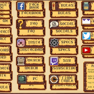 Twitch Panels in a Medieval Pixel Art Style