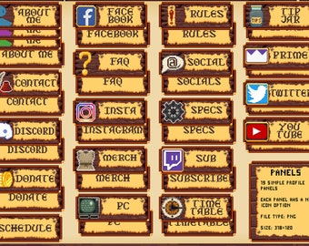 Twitch Panels in a Medieval Pixel Art Style