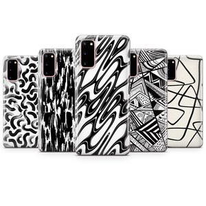 Weiße und schwarze Abstrct Handyhülle für iPhone 7, 8+, XS, XR, 11PRO & Samsung S10, S20, A9, J6, HUAWEI P20 P30 Pro R105