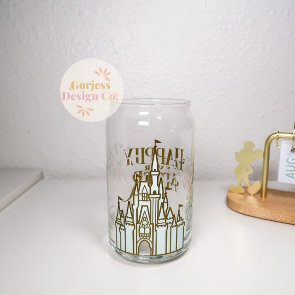 Color Changing Fairytale Castle | Happily Ever After | 16oz Glass Can | Magical Glassware