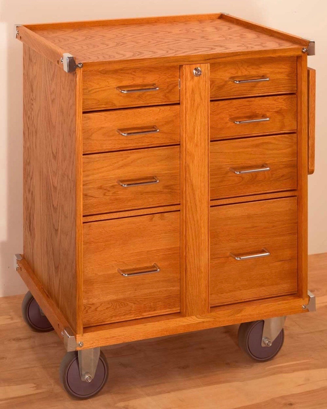 Wooden rolling tool box. Apothecary type storage. Solid wood Etsy