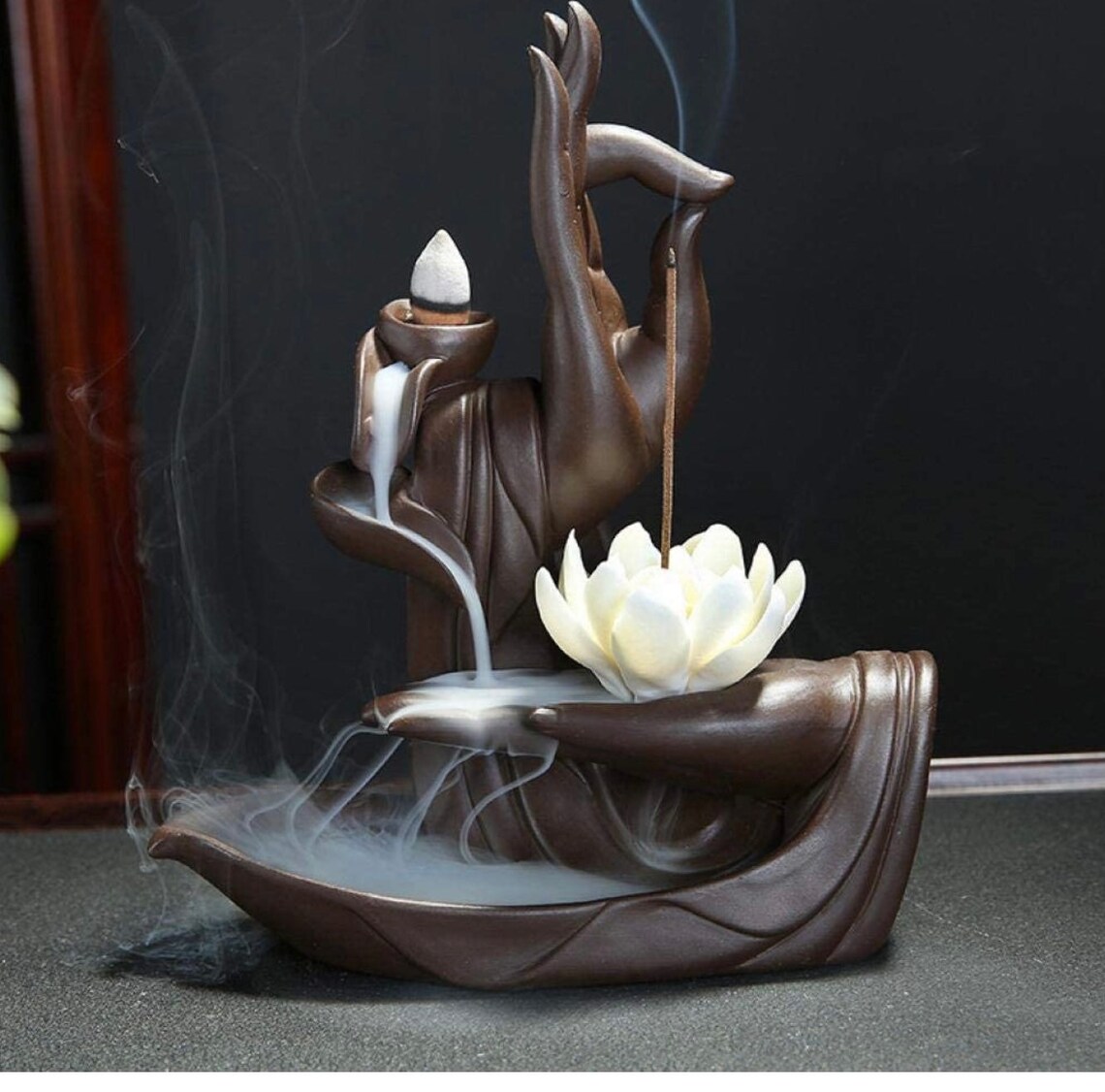 Beautiful lotus incense burner very unique. Zen decor. Etsy