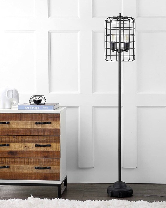 Industrial bird cage floor lamp. LED industrial floor lamp Etsy
