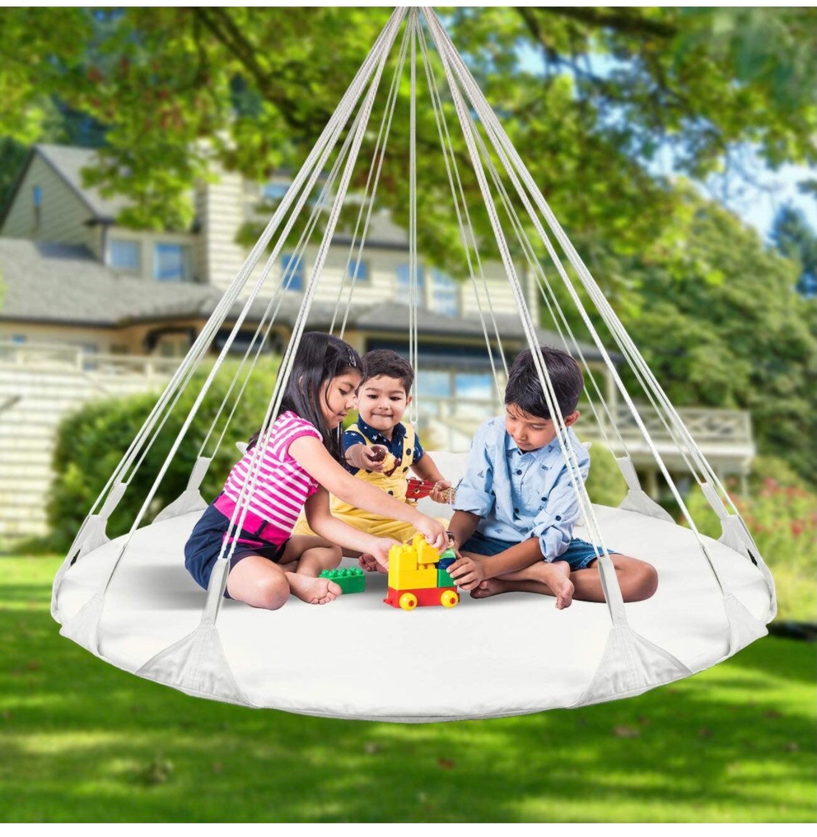 Large hanging swing. Choice of green or white. Indoor or Etsy