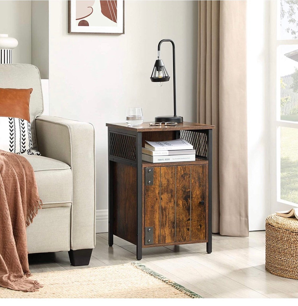 Industrial rustic nightstand set of two. End tables farmhouse Etsy