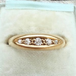 Antique 5 Stone Diamond Ring, Old Cut Diamond, Mine cut diamond, 18CT Gold Wedding Ring image 1
