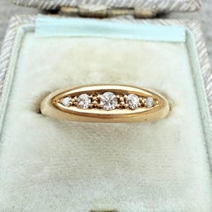 Antique 5 Stone Diamond Ring, Old Cut Diamond, Mine cut diamond, 18CT Gold Wedding Ring image 3