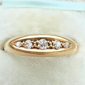 Antique 5 Stone Diamond Ring, Old Cut Diamond, Mine cut diamond, 18CT Gold Wedding Ring image 2