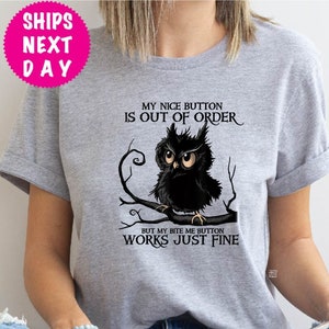 Owl Sorry My Nice Button Is Out Of Order But My Bite Me Button Works Just Fine Shirt, Funny Owl Shirt, Owl Lover Shirt, Owl Sweatshirt