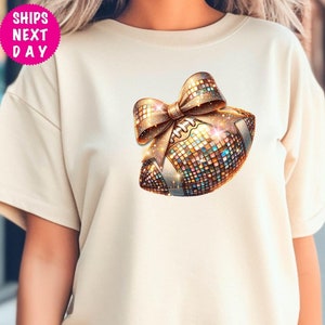 Disco Coquette Football Shirt, Football Bow Tee, Football Mom Gift, Game Day Sweater, Football Season Tee, Football Lover Gift, Not Glitter