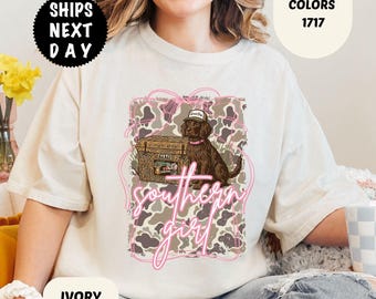 Comfort Colors Southern Girl Dog Camo Shirt, Rustic Country Tee