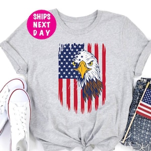 Camiseta con águila y bandera de EE. UU., camiseta patriótica, camiseta con águila y bandera estadounidense, camiseta del 4 de julio, camiseta de Estados Unidos, camiseta con águila, camiseta con bandera estadounidense, camiseta de EE. UU.