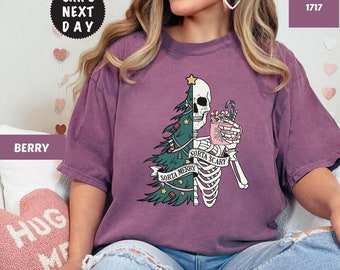 Comfort Colors Sorta Merry Sorta Scary Skeleton Christmas Shirt