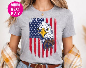 Camiseta con la bandera estadounidense y el águila: Camiseta patriótica de EE. UU.
