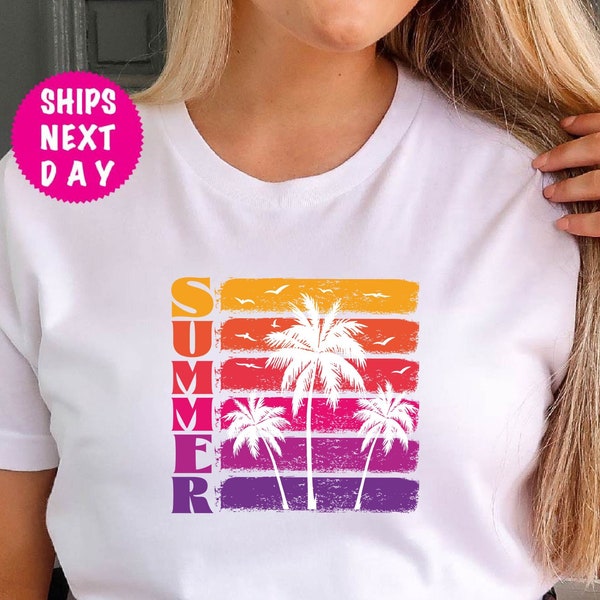 Palm Tree Shirt, Tropical Island, Holiday Shirt, Summer Vacation Gift, Hawaiian Shirt, Palm Beach Summer Shirt, Hawai Tee, Girls Trip