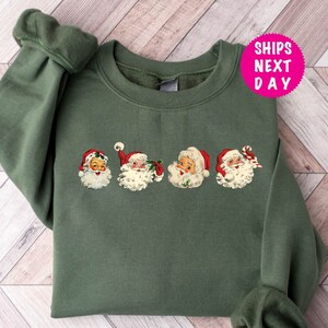 Retro Cheerful Santa Sweatshirt, Santa Merry Christmas Hoody, Vintage Santa Claus Graphic Sweatshirt, Xmas Women Men Gift, Classic Christmas