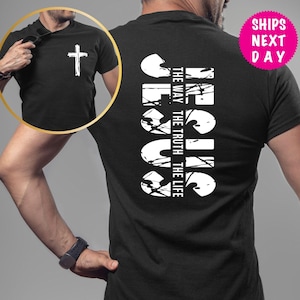 Christian Men Shirt, Jesus The Way Christian Hoodie, Bible Verse T-shirt, Jesus Sweatshirt, Christian Gifts, Jesus Cross Shirt,Religious Tee
