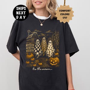 Camiseta Comfort Colors Halloween Ghosts Trio, Camiseta Vintage Pumpkin Patch, Ropa de temporada