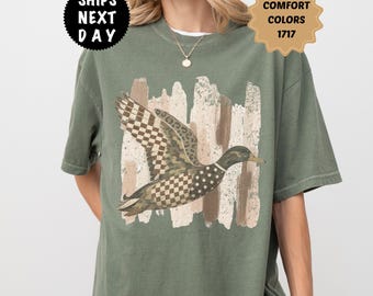 Comfort Colors Camo Mallard Duck Shirt, Brushstroke Hunting Season Tee, Polka Dot Hunter T-Shirt