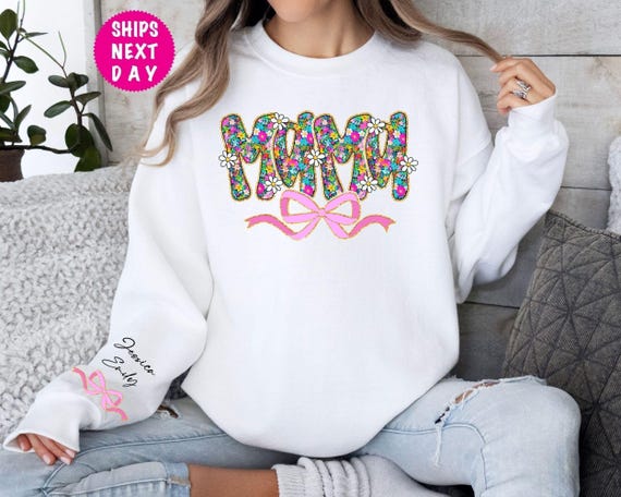 Custom Preppy Floral Mama Sweatshirt, Daisy Mama, Cute Mom