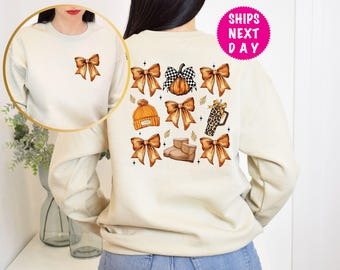 Coquette Bow  Halloween Sweatshirt, Leopard Pumpkin Hoodie, Autumn Boutique Style Apparel