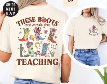 Boho Western Teacher Shirt, Boots Made For Teaching Comfort Colors Tee