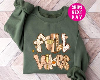 Preppy Fall Vibes Sweatshirt Womens Fall Sweater Autumn Hoodie Pumpkin Season Shirt