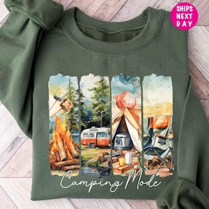 Camping Mode Sweatshirt, Retro Summer Shirt, Family Adventure Sweatshirt, Outdoors Sweatshirt, Camping Lover Gift, Vintage Camping Sweater