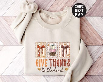 Felpa con versetto biblico "Rendiamo grazie al Signore", felpa con versetto biblico, maglione cristiano autunnale
