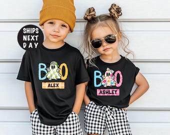 Custom Ghost Halloween Shirt: Personalized Kid Names, Boo Toddler Tee