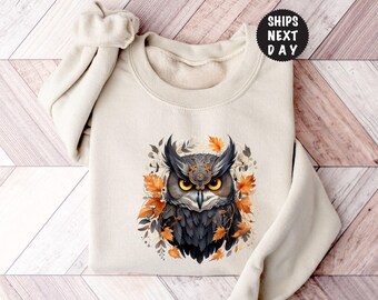 Owl Halloween Sweatshirt, Autumn Wildlife Hoodie, Spooky Fall Bird Apparel