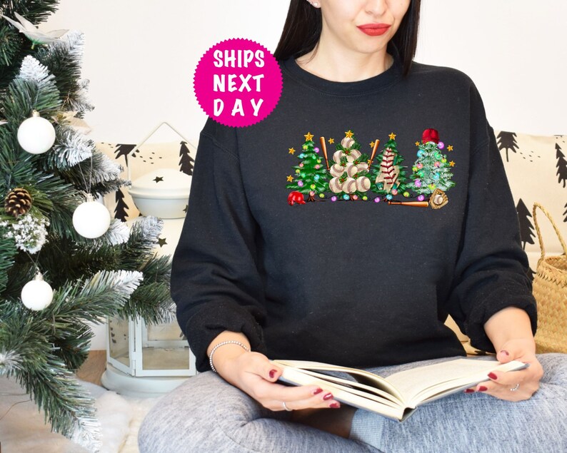 Baseball Christmas Tree Sweatshirt, Christmas Tree Sweater, Christmas