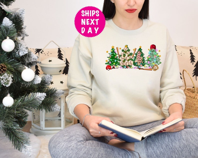 Baseball Christmas Tree Sweatshirt, Christmas Tree Sweater, Christmas