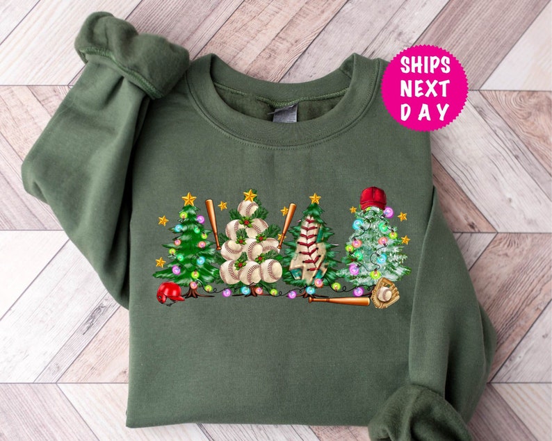 Baseball Christmas Tree Sweatshirt, Christmas Tree Sweater, Christmas