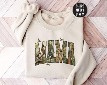 Bluza myśliwska Retro Camo Mama, damska bluza z kapturem na sezon myśliwski, prezent dla miłośników outdooru