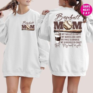 Sudadera con la billetera vacía de Baseball Mom, sudadera con capucha de Baseball Mom, sudadera divertida de Baseball Mom, suéter para el día del juego, regalo para fanáticos del béisbol