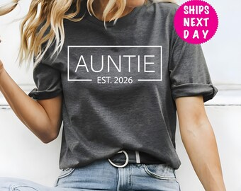 Camiseta "Ascendida a tía 2026", regalo personalizado para tía.