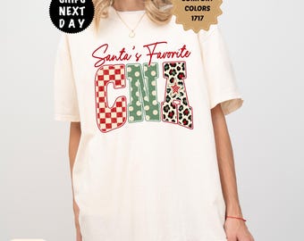 Comfort Colors Custom Santa's Favorite CNA Shirt, Leopard Christmas Nursing Tee, Polka Dot Nurse