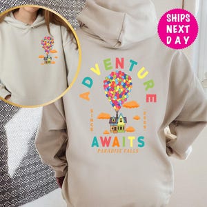 Disney Adventure Awaits Sweatshirt, Colorful Balloons, Disney Trip Gift, Movie Sweatshirt, Paradise Falls, Disney Travel Hoodie, Travel Gift